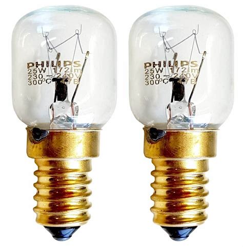 2 X 25w Philips Branded Oven Lamps Cooker Light Bulbs 240v Ses E14
