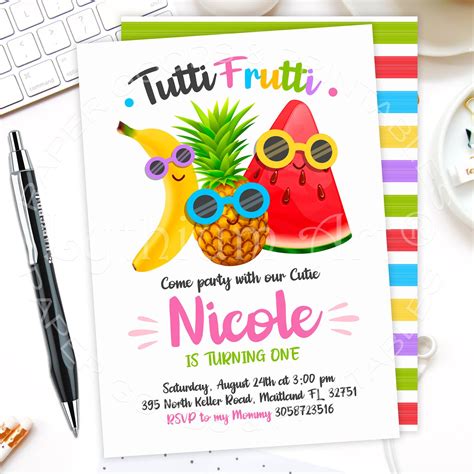 Tutti Frutti Invitation Printable And Personalized Party Etsy España Printable Birthday