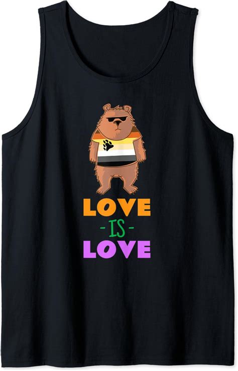 Amazon Com Gay Pride Bear Design Lgbta Bear Design Love Is Love Tank