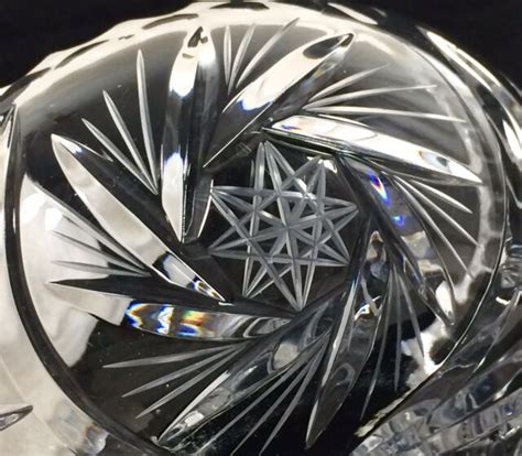 vtg bohemian czech crystal cut glass pinwheel star pattern 6 bowl euc ebay