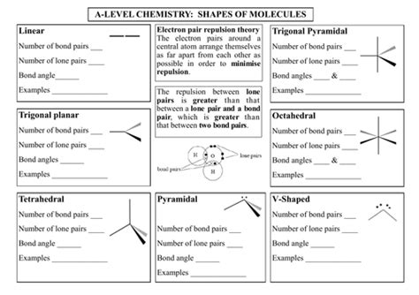 Shapes Of Molecules Worksheet Teaching Resources