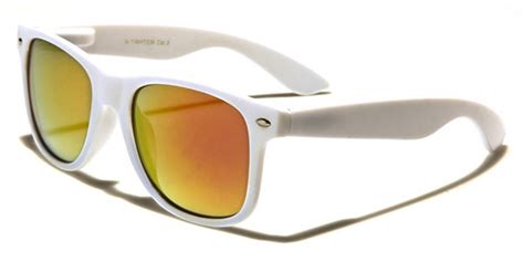 Sunglasses White With Mirrored Lens Various Colors