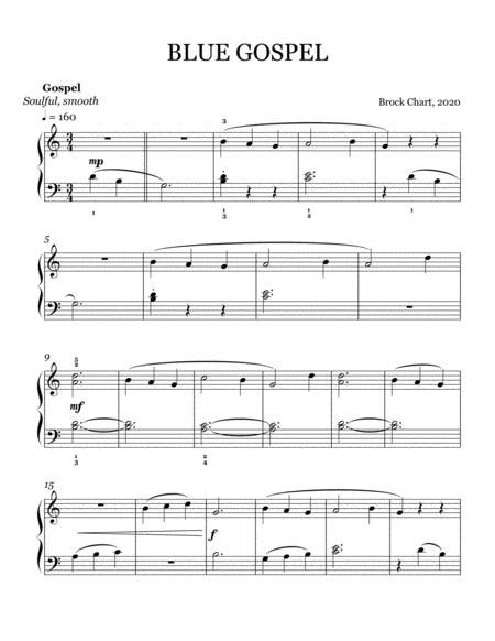 Blue Gospel Easy Jazz Piano Solo By Brock Chart Digital Sheet Music