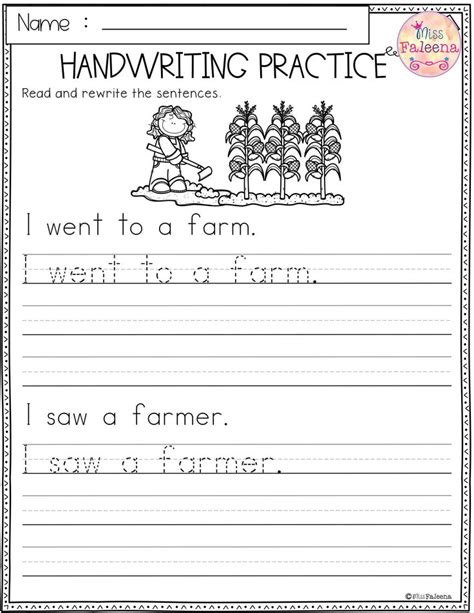 Writing Practice Worksheet For Kindergarten