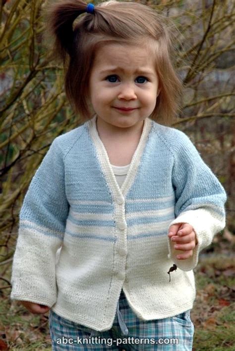 Abc Knitting Patterns Easy Stripes Seamless Child Cardigan