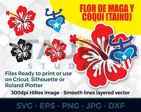 Flor De Maga Y Coqui Taino Svg Png Ready To Print Or Cut On Etsy Hong