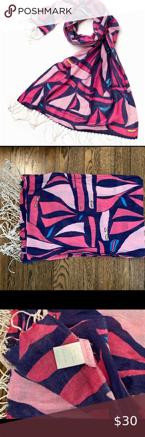 Lilly Pulitzer Take Me Away Sailboat Murfee Scarf Lilly Pulitzer