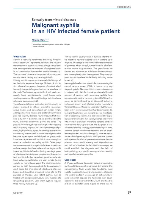Malignant Syphilis In An Hiv Infected Female Patient Introduction