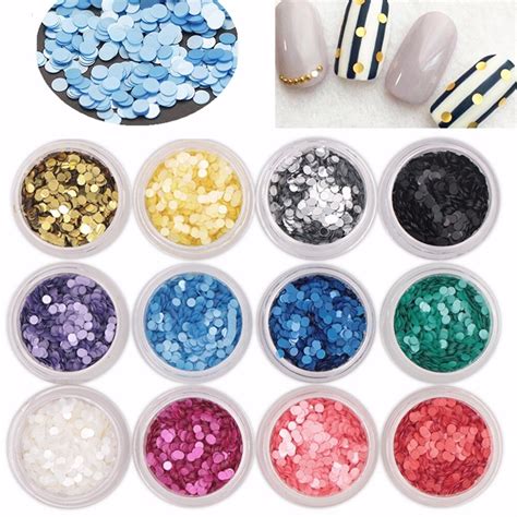 12 Jars Acrylic Nail Art Glitter Sequins Charms Nail Art Stickers Tips