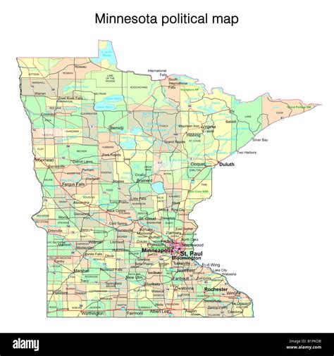 Mapa Político Del Estado De Minnesota Fotografía De Stock Alamy