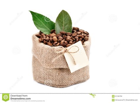 Check spelling or type a new query. Coffee Beans In A Bag Of Sackcloth On A White Background With Blank Tag. Stock Photo - Image of ...