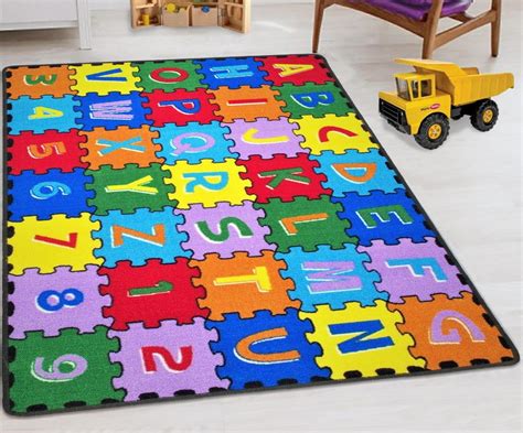 Kids Abc Rugs For Playroom 5x7 Boys Girls Nursery Room Decor Non Skid
