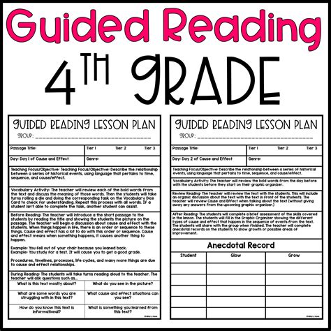 Guided Reading Lesson Plan Template 4th Grade Tutoreorg Master Of