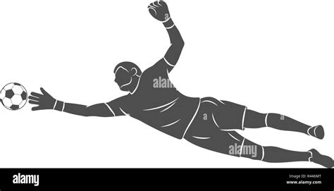 Silhouette Football Goalkeeper Is Jumping For The Ball Soccer On A