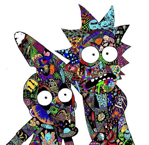 Rick And Morty Zentangle Color Prints 12x12 Etsy