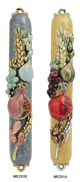 Hand Crafted Mezuzah Cover The 7 Species