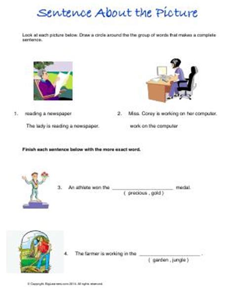 Sentences | Preschool and Kindergarten English Worksheets | Biglearners