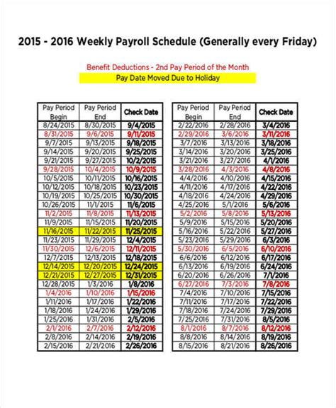 9 Payroll Schedule Templates Word Docs