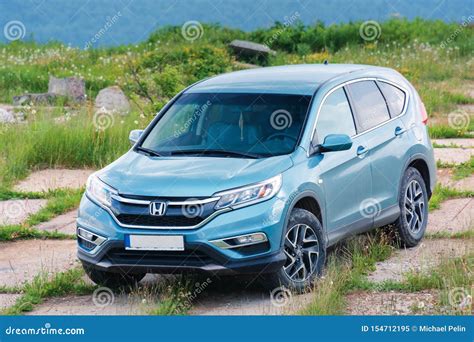 Honda Crv On A Paved Platform In Mountains Editorial Image Image Of