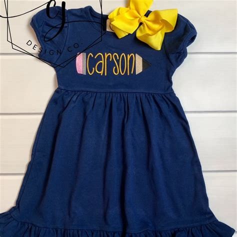 Monogram Back To School Apple Dress For Baby Toddler Girls Etsy