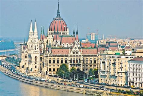 An Aerial View Of The Hungarian Parliament Building In Budapest With