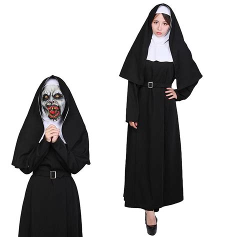 The Nun Valak Cosplay Costume Mask Halloween Hood Roeb Horror Black