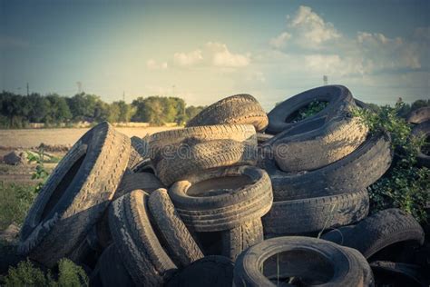 Stack Of Used Tires Outdoor Editorial Stock Image Image Of Garbage