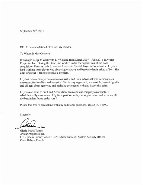 Letter Of Recommendation Coworker Example Document Template