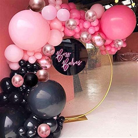 86pcs Black Pink Balloon Garland Arch Kit Rose Gold Metallic Etsy