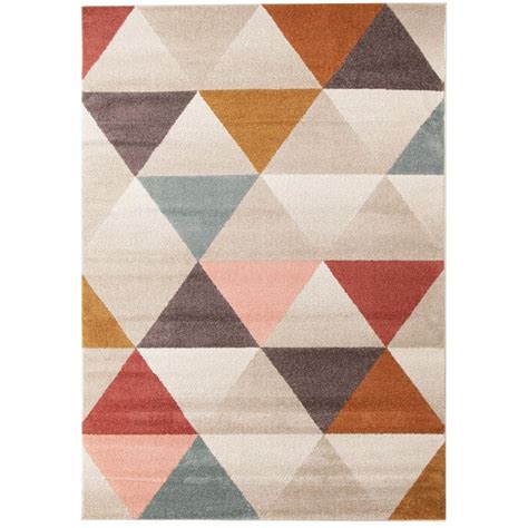 Lima Multi Coloured Triangle Geometric Patterned Modern Rug Rugs Of