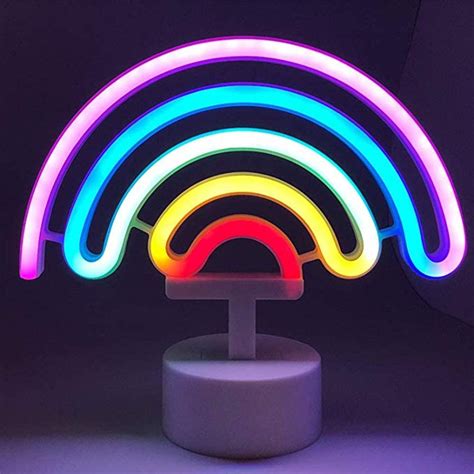 Enuoli Led Rainbow Neon Sign Shaped Decor Light Battery Operated