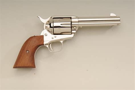 Colt Saa Revolver 45 Cal 4 34 Barrel Nickel Finish Smooth Wood