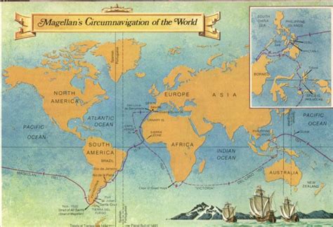 Magellans Circumnavigation Of World 1519 1522 Map Isola Molara Italy