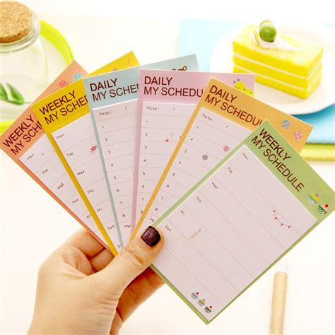 8 Pcs Lot Desk Weekly Daily Planner Cartoon Sticky Notes Stickers Diary