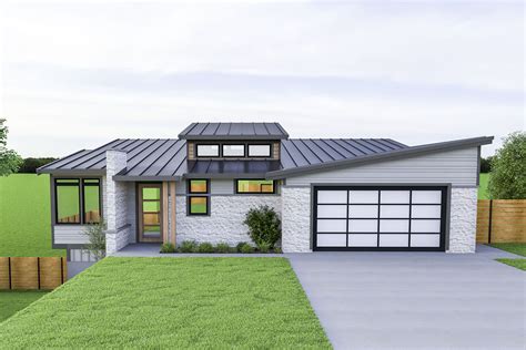 Modern Ranch Home Plan For A Rear Sloping Lot 280059jwd