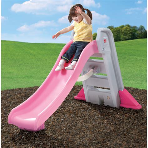 Step2 Naturally Playful Big Folding Pink Outdoor Slide for Toddlers ...