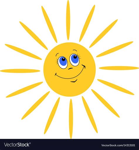 Smiling Sun On White Background Vector Image On Vectorstock Smiling