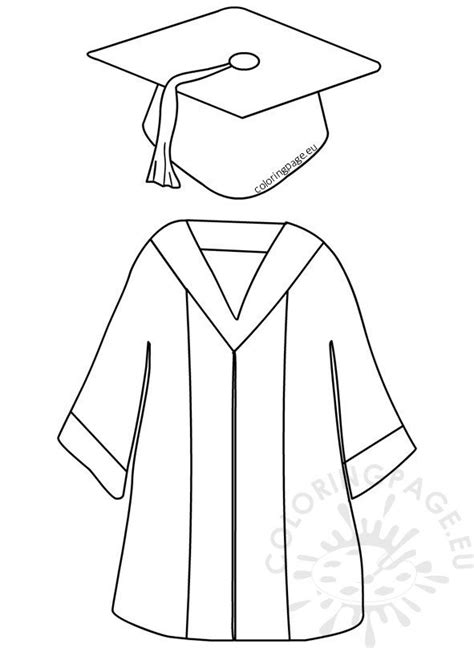 preschool graduation cap  gown coloring page