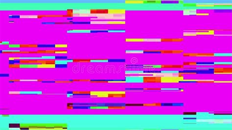 Glitch Tv Screen Colourful Stripes On A Purple Background Stock