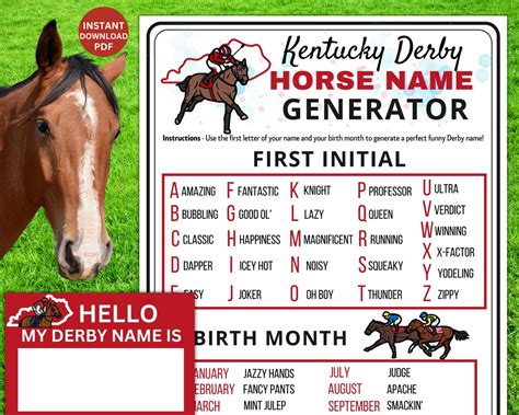 Whats Your Kentucky Derby Horse Name Game Triple Crown Party Game