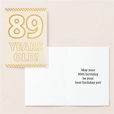 bold gold foil 89 years old birthday card