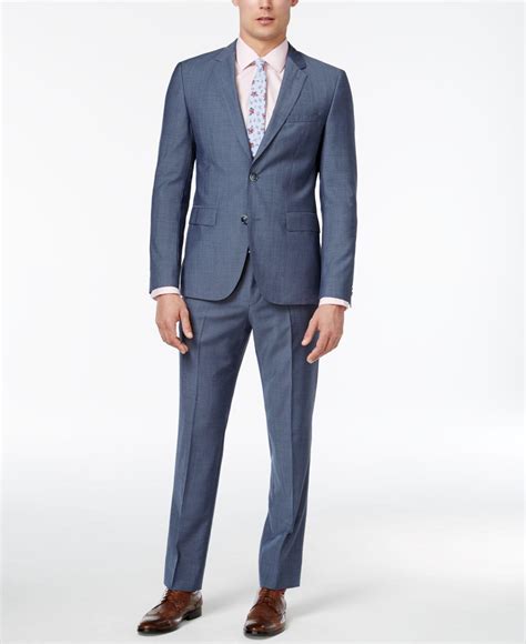 The hugo boss will not be that slim, nor will it actually last you any appreciable amount of time. Boss Men's Slim-fit Light Blue Chambray Suit in Blue for ...
