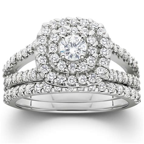 Forge your wedding rings in gold and palladium as well as in platinum with 5% discount until the end of this month. 1 1/10ct Cushion Halo Diamond Engagement Wedding Ring Set ...