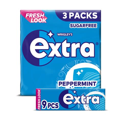 Extra Peppermint Chewing Gum Sugar Free Multipack 3 X 9 Pieces