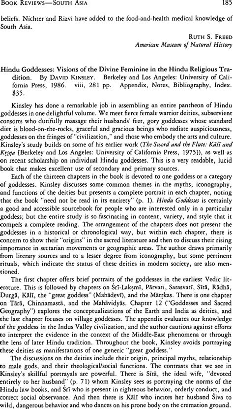 Hindu Goddesses Visions Of The Divine Feminine In The Hindu Religious