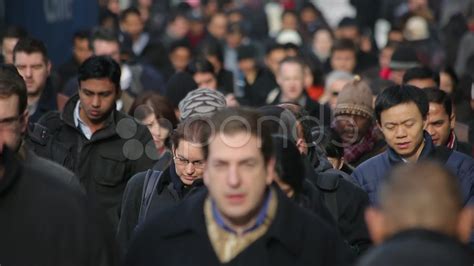 Morning Commuters Crowd Of People Walking Going To Work Stock Footage
