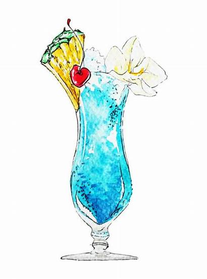Cocktail Drink Watercolor Summer Hawaiian Wall Drinks