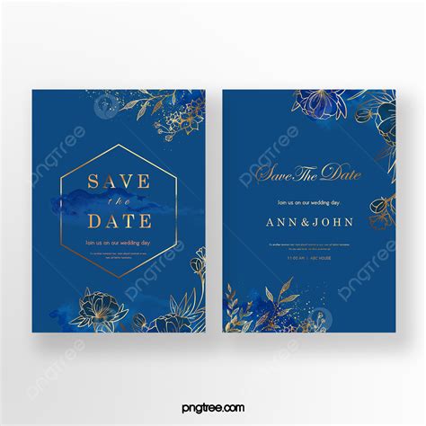 Classic Blue Flower Wedding Invitation Template Download On Pngtree