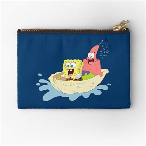 Spongebob And Patrick Riding A Shell Zipper Pouch By Keepo Redbubble
