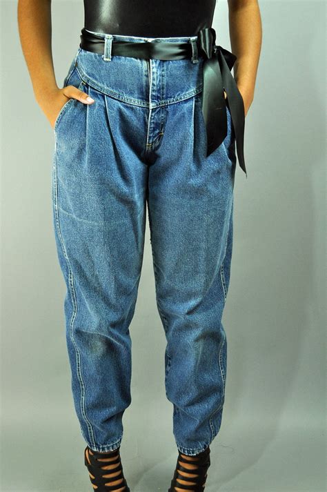 80s Super High Waist Jeans Zena Harem Jeans W Distressed Etsy